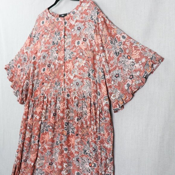 Ellos Dress Womens 3X Boho Rayon Tiered Paisley Western Plus Midi - Picture 6 of 16